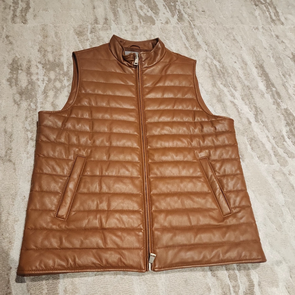 Brown Quilted Vest By Neiman Marcus